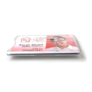 Picture of 2 card cardholder / carrying case rigid plastic Double Slider Bar with lock clear (horizontal / landscape). 60270270
