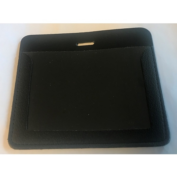 Billede af Læderkortholder 106x75 mm kortholder / bæreetui blød plast klar forside læder bagside (vandret / horisontal / landscape). 60270124vud