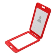 Picture of Yellow 86x54 mm Card holder / carrying case hard plastic / Badge holder. Clear on both sides. (vertical / portrait). 60270347