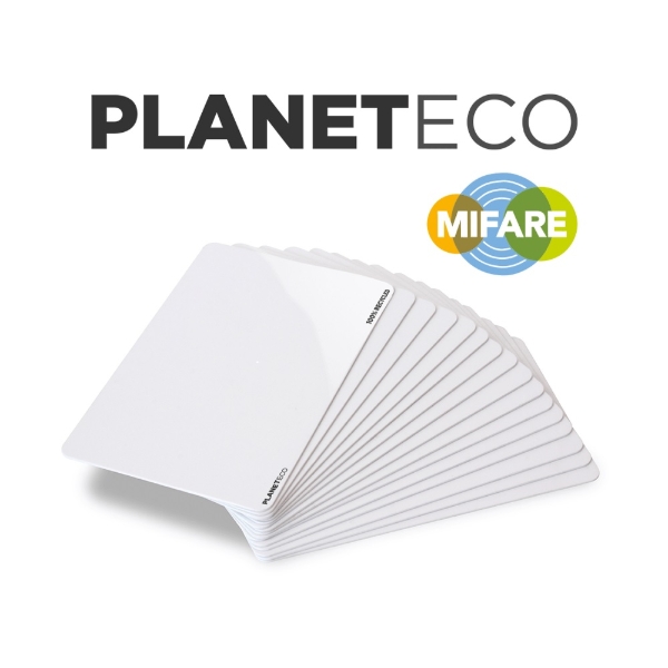 Bild på Recycled plastic card MIFARE Classic® 1K EV1 / S50 blank white made from 100% recycled plastic - CR80. 70102390