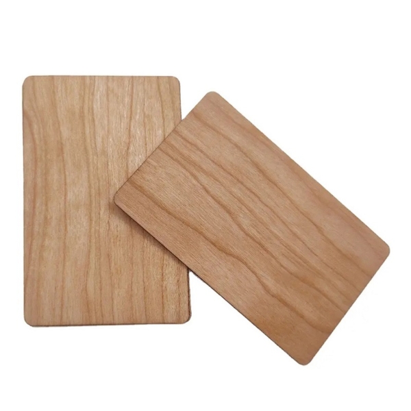 Picture of NTAG 215 "Plastic card" in wood material with RFID 13.56 MHz chip. 70102153