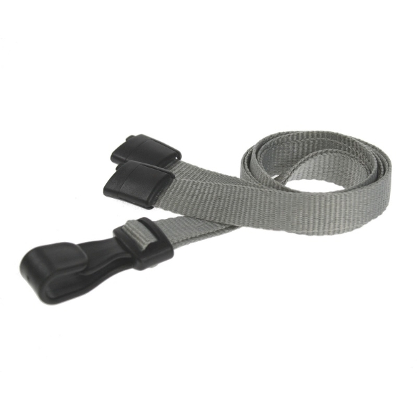 Picture of Grey lanyard / Keyhanger 10 mm with plastic J clip - 100% polyester. 60270550