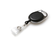 Picture of Black carabiner ID badge reel with belt clip and with reinforced strap and Recess. 60270901